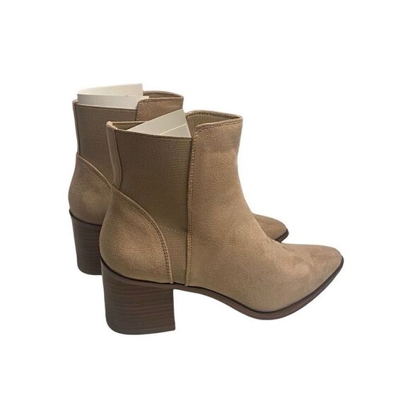 ZBY Women’s Tan Beige Ankle Boots Side Gore Size 7 Block Heels See Description - Picture 3 of 12